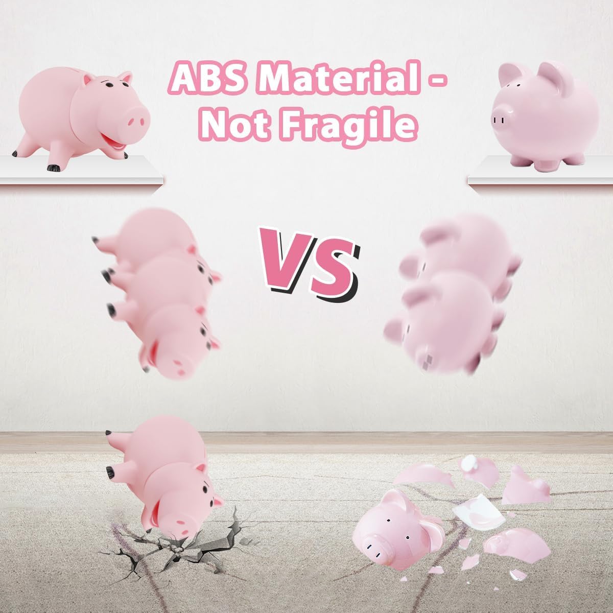 HotPiggy Bank Unbreakable Cute Pink Pig Money Bank Plastic Saving Coin Bank for Kids Christmas Birthday Gift
