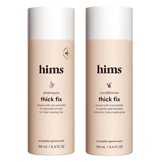 Hothims Thick Fix Shampoo & Conditioner Set - Saw Palmetto for Healthy Hair Growth & Thickening - Scalp Cleansing - Vegan, Sulfate-Free & Cruelty-Free - Eucalyptus Scent, 6.4 fl oz