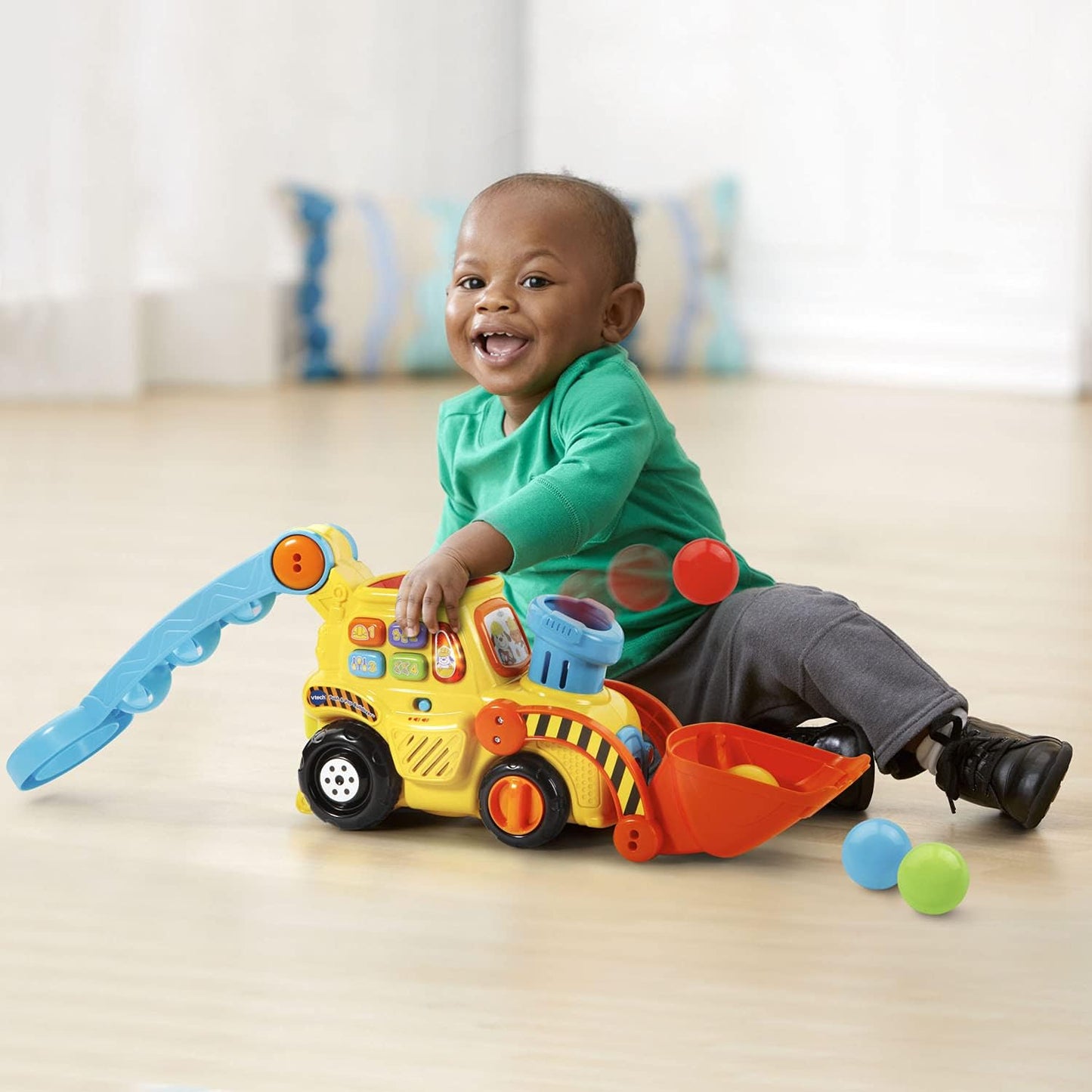 HotVTech Pop-a-Balls Push and Pop Bulldozer, Yellow