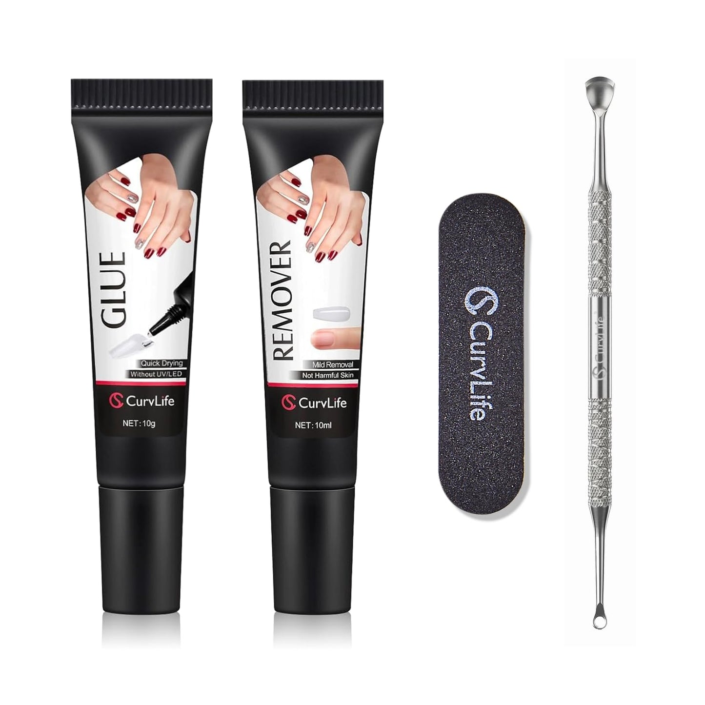 HotCurvlife Upgraded Super Strong 10g Semi Solid Nail Glue, 2pcs Best Soft Gel Nail Glue for Press on Nails - No UV Light Needed, Long Lasting