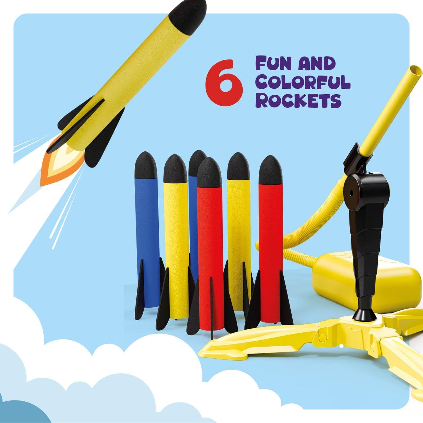Hot Rocket Launcher for Kids - Outdoor Toys for Kids Ages 4-8 Years - 3 4 5 6 7 Year Old Boy Birthday Gift - Rockets Kids Toys for Boys & Girls - 3 Year Old Gifts - Outside Fun Toddler Toys 3-5