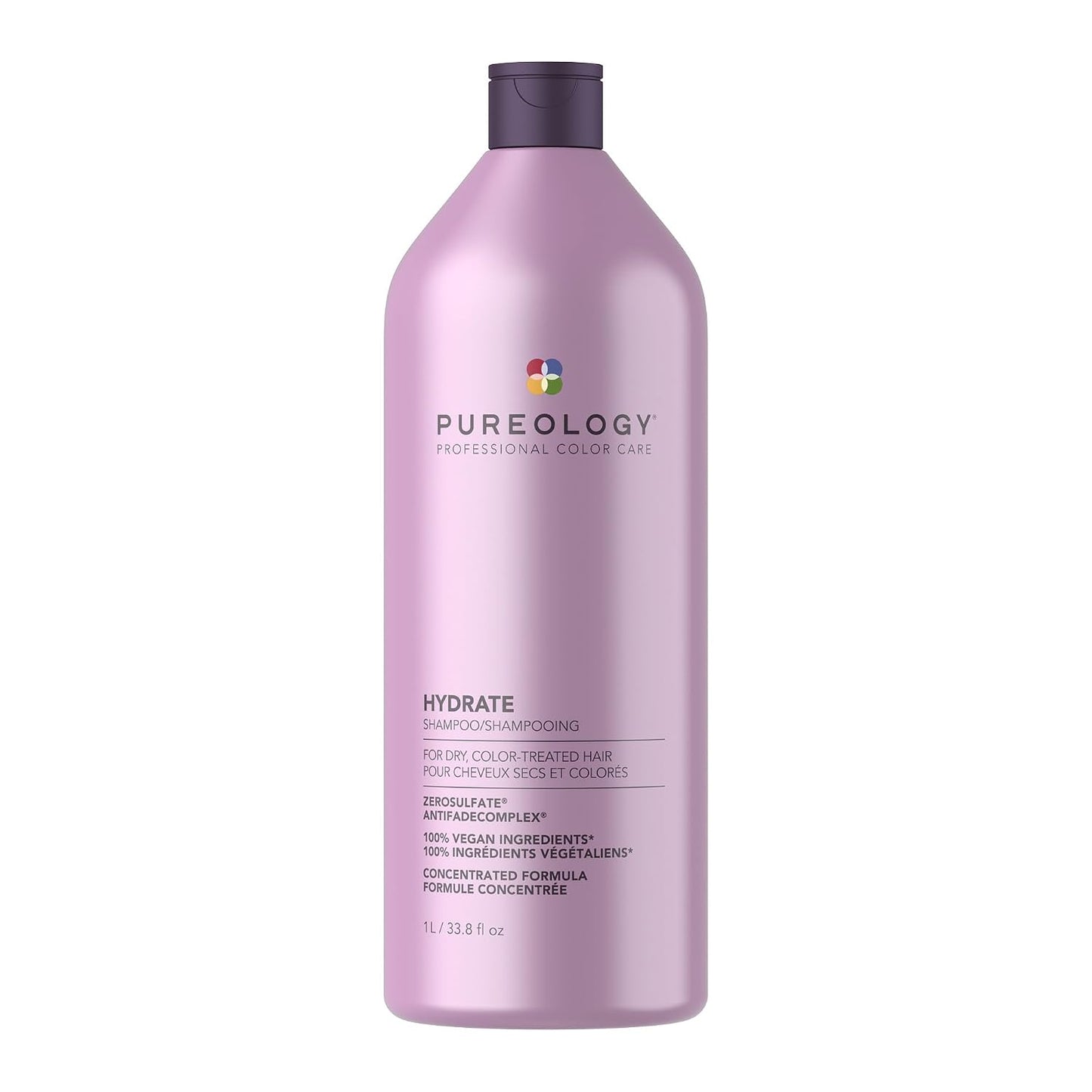 HotPureology Hydrate Shampoo - For Dry or Color Treated Hair, Moisturizing Shampoo For Hydration & Softness, With Rose Extract & Green Tea, Vegan & Sulfate-Free