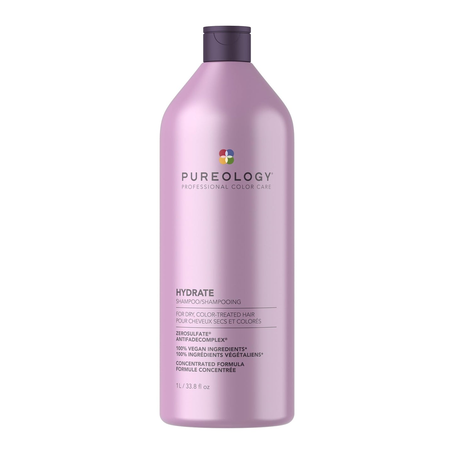HotPureology Hydrate Shampoo - For Dry or Color Treated Hair, Moisturizing Shampoo For Hydration & Softness, With Rose Extract & Green Tea, Vegan & Sulfate-Free