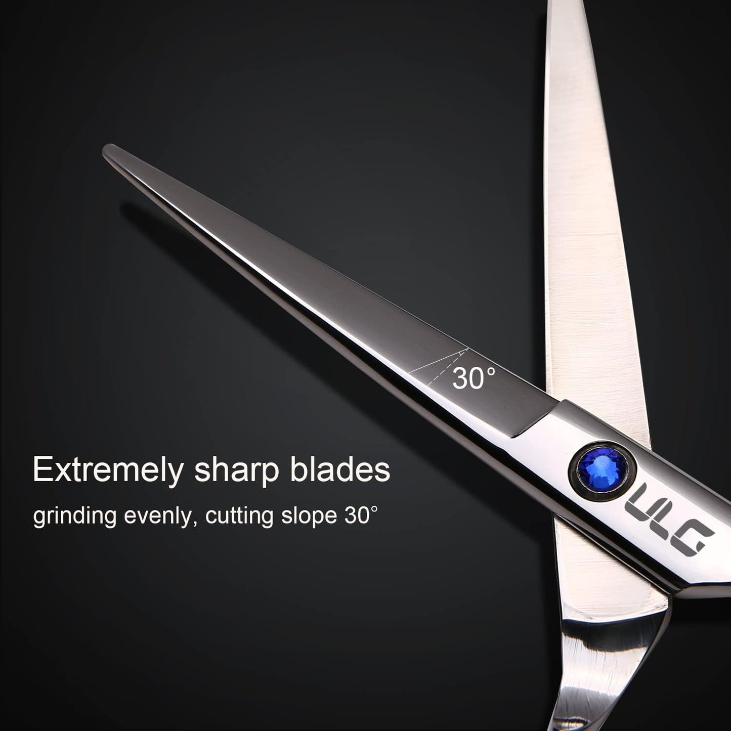 HotHair Cutting Scissors, ULG Professional Hair Scissors 6.5 inch Right-Hand Razor Edge Barber Shears Salon Hair Cutting Shears Made of Japanese Stainless Steel, Hand Sharpened Blue