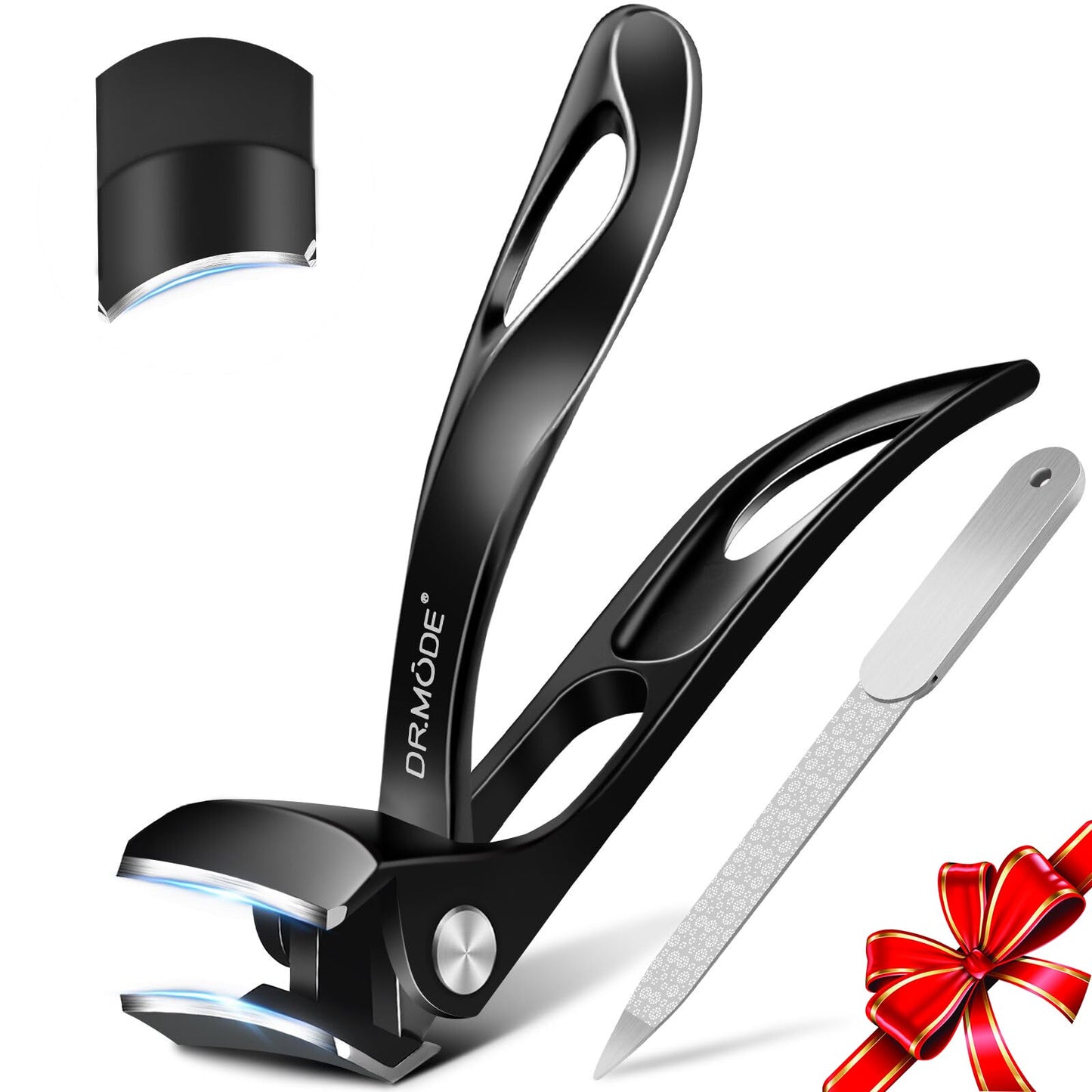 HotToenail Clippers for Seniors Thick Toenails, Upgrade Angled Head Large Toe Nail Clippers for Men with Wide Jaw Opening, Sharp Heavy Duty Fingernail Clipper Cutter with Catcher Long Handle -Black