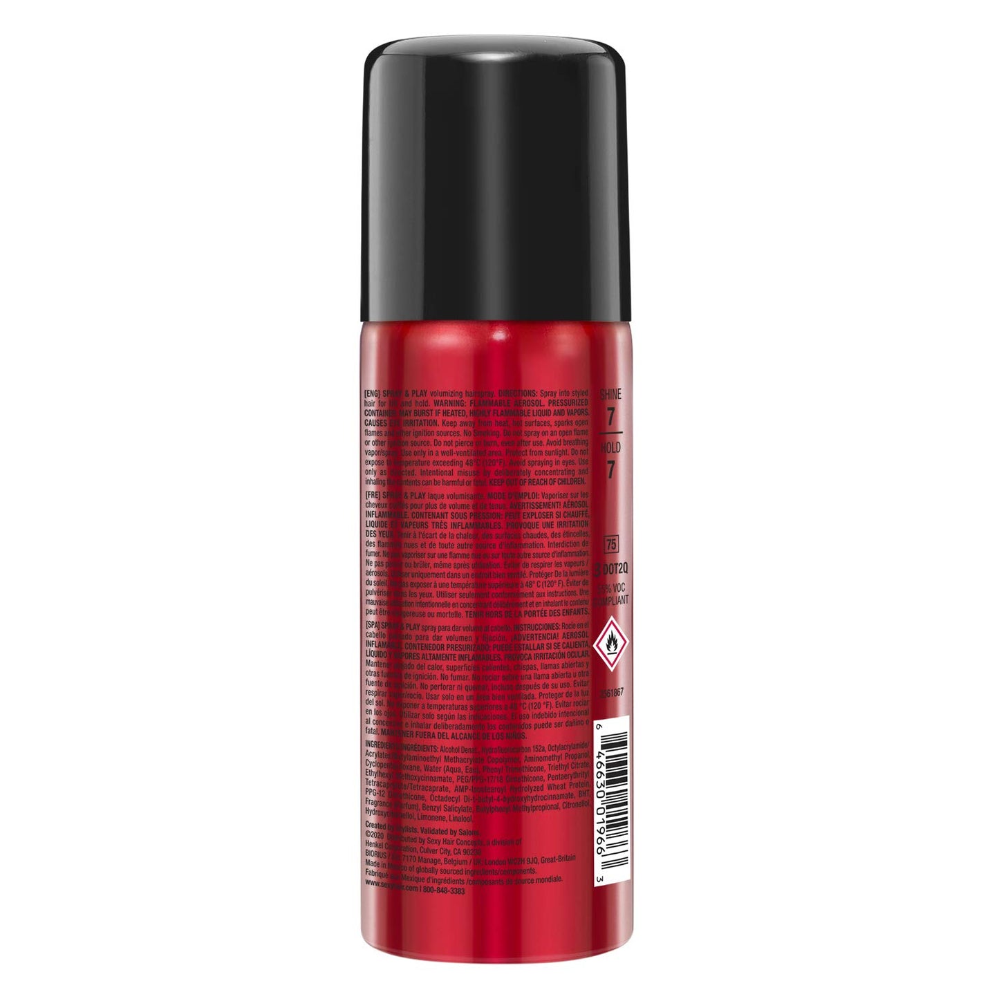 HotSexyHair Big Spray & Play Volumizing Hairspray | Hold and Shine | Up to 72 Hour Humidity Resistance | All Hair Types