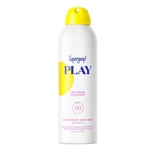 HotSupergoop! PLAY Antioxidant Body Mist w/Vitamin C - 6 fl oz - SPF 50 PA++++ Broad Spectrum Sunscreen - Body Spray - Great for Active Days - Whipped Coconut