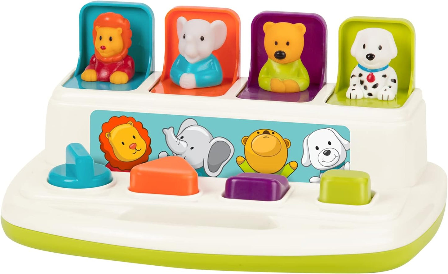 HotBattat Pop-Up Toy, Pop-Up Pals Cause-and-Effect Animal Toy, Toddler, 4 Pals | 4 animal pals pop up with turn, press, flip, and slide actions; colors, shapes, carry handle, Toddler, 4 Pals; 18+ Months