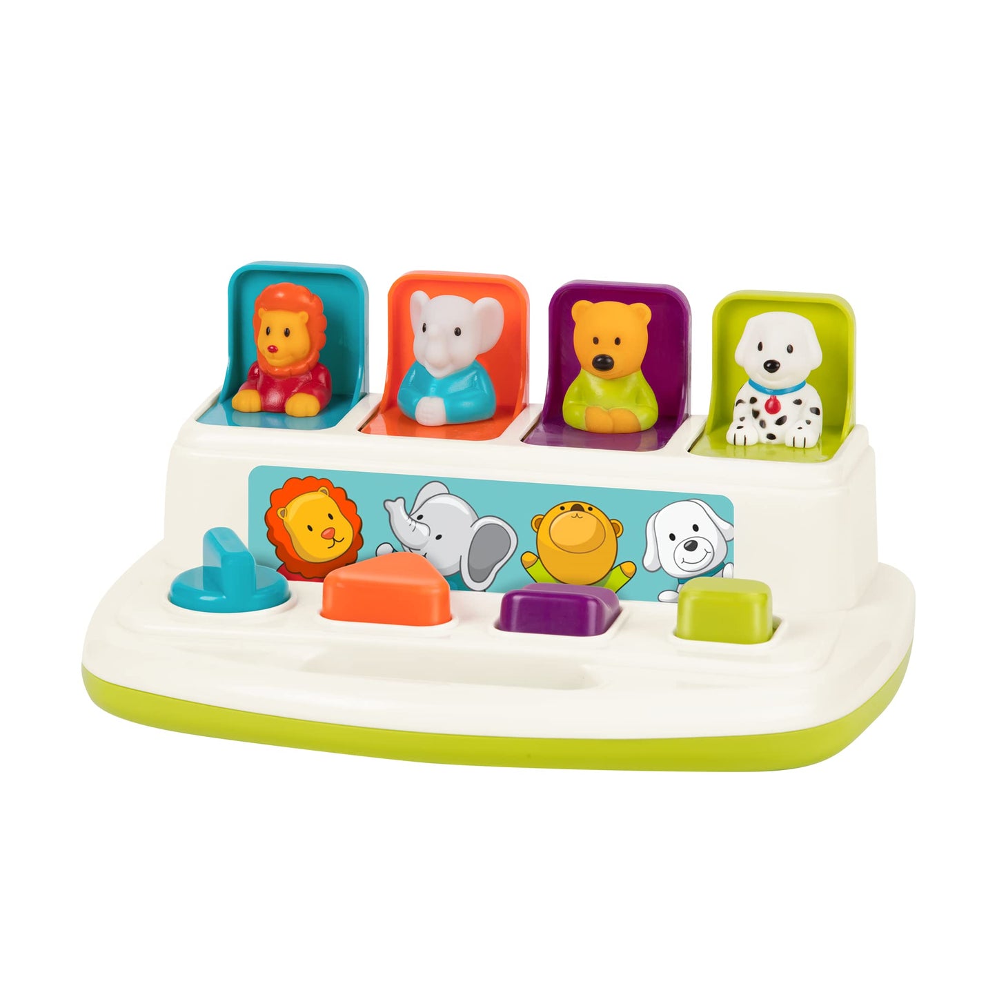HotBattat Pop-Up Toy, Pop-Up Pals Cause-and-Effect Animal Toy, Toddler, 4 Pals | 4 animal pals pop up with turn, press, flip, and slide actions; colors, shapes, carry handle, Toddler, 4 Pals; 18+ Months