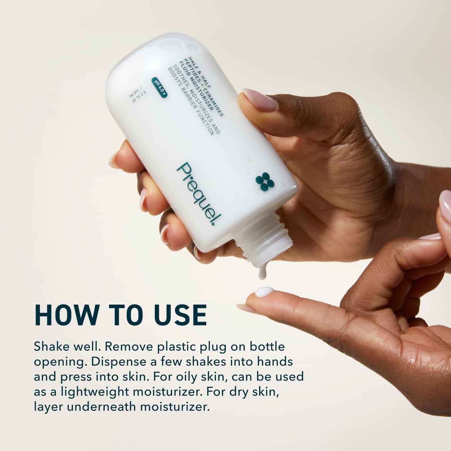 HotPrequel Skin Half and Half Fluid Moisturizer Face Cream. Lightweight Ceramide Peptide Lotion for All Skin Types, including Dry and Sensitive. Hydrating Facial Cream for Women and Men