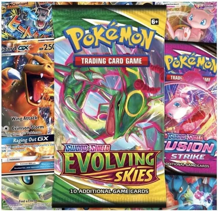 HotPokemon TCG: Authentic Factory Sealed Booster Pack (Includes Mystery Card Bundle - V/VMAX 1 in 3 - Bonus Free Protective Card Holder!)