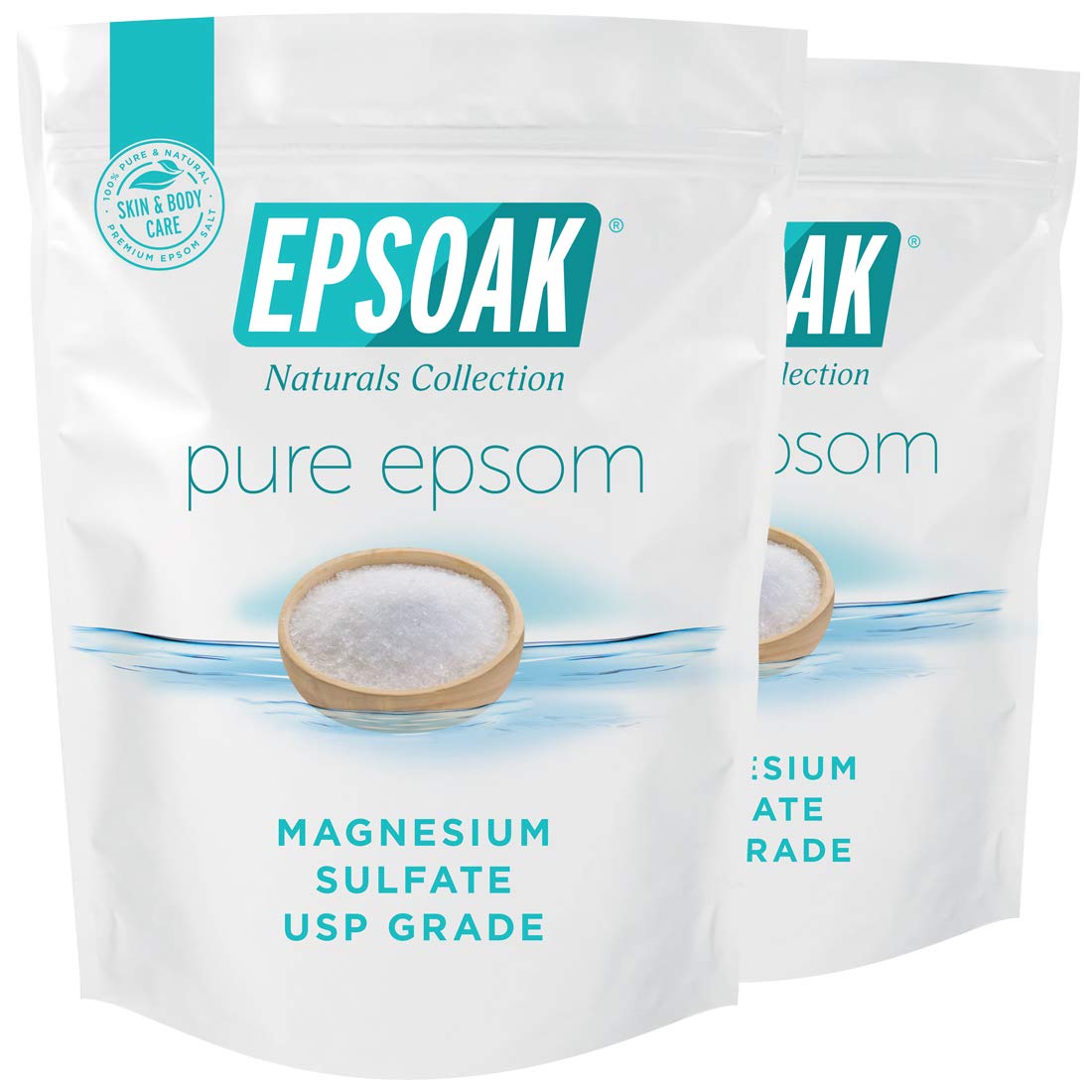 HotEpsoak Epsom Salt 19 lb. Magnesium Sulfate USP. Resealable Epsom Salt Bag Unscented, Made in The USA, Cruelty-Free Certified
