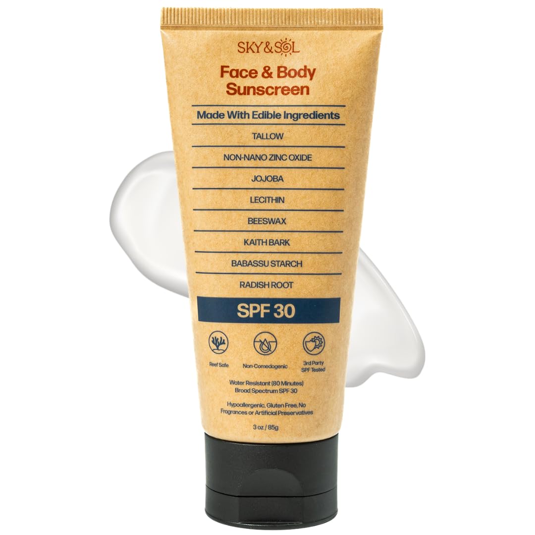 HotSky and Sol Mineral Sunscreen SPF 50 | With Grass-Fed Tallow & Zinc Oxide | Non-Greasy Formula for Face & Body | Made Without Reef-Harming UV Filters | 3 oz (85 g)