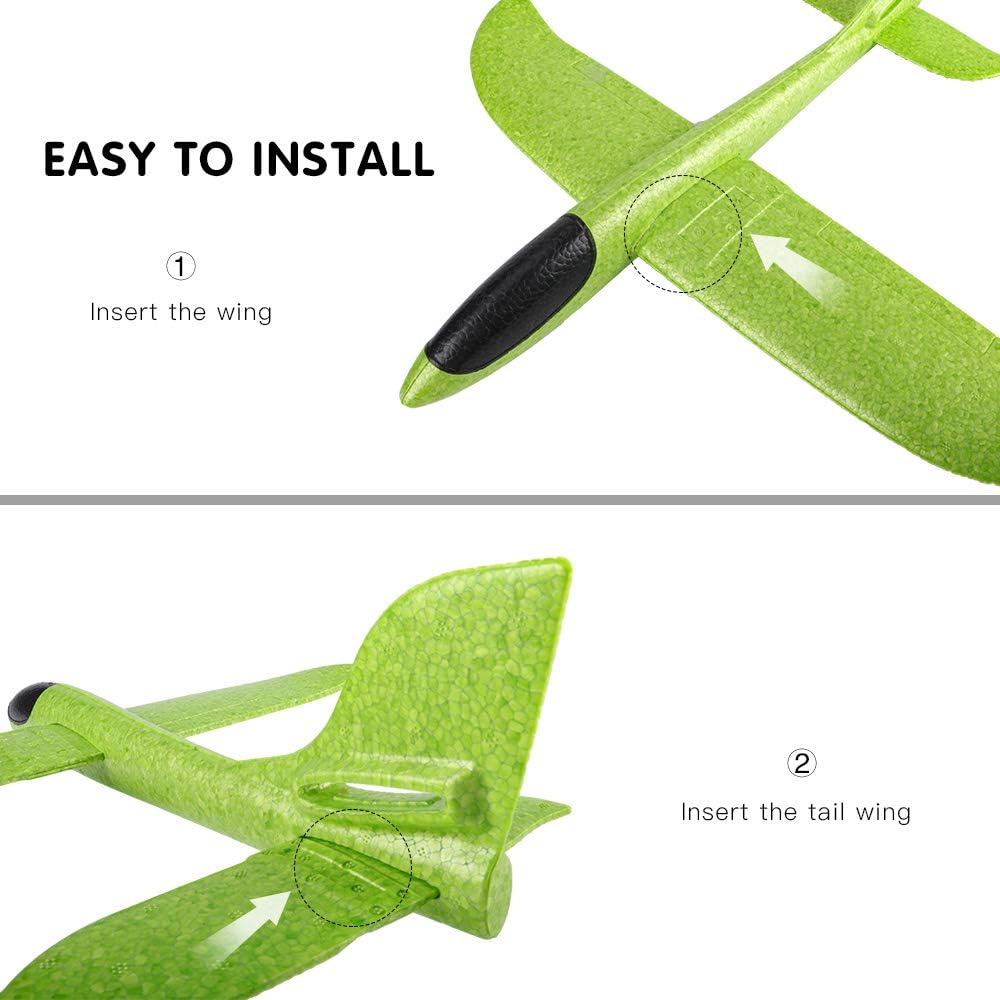 Hot BooTaa 4 Pack Airplane/Flying Toys, 17.5" Large Throwing Foam Plane/Gliders, 2 Flight Mode, Birthday Gifts for Girls Kids 3 4 5 6 7 8 9 10 11 12 Year Old Boys,Outdoor Sport Game Toys