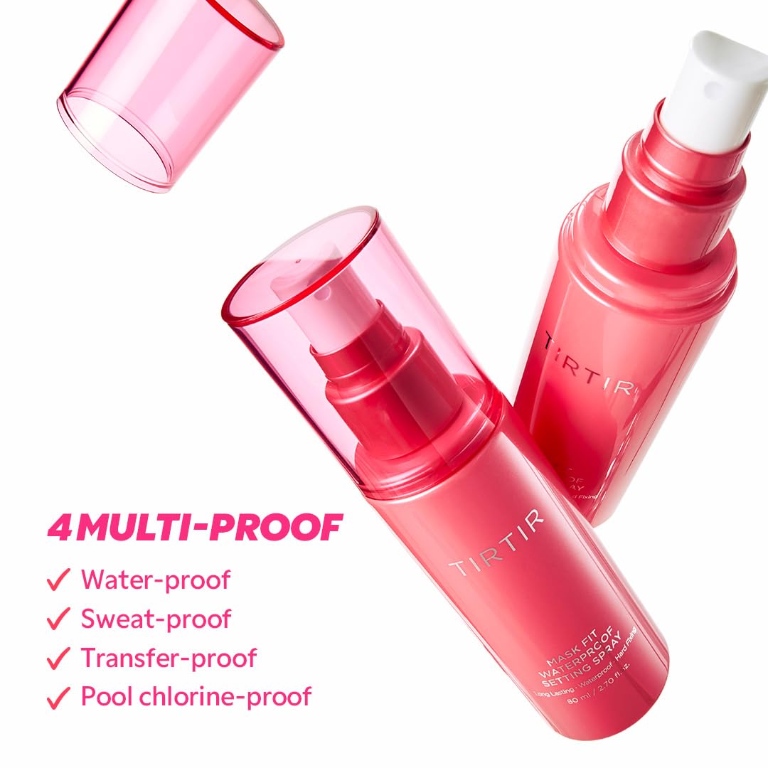 HotTIRTIR Waterproof Setting Spray – 24 Hour Long Lasting Fix, Sweatproof Water Resistant Makeup Finisher – Ethanol Free, Semi Matte Finish for Oily Skin – Korean Makeup Fixer