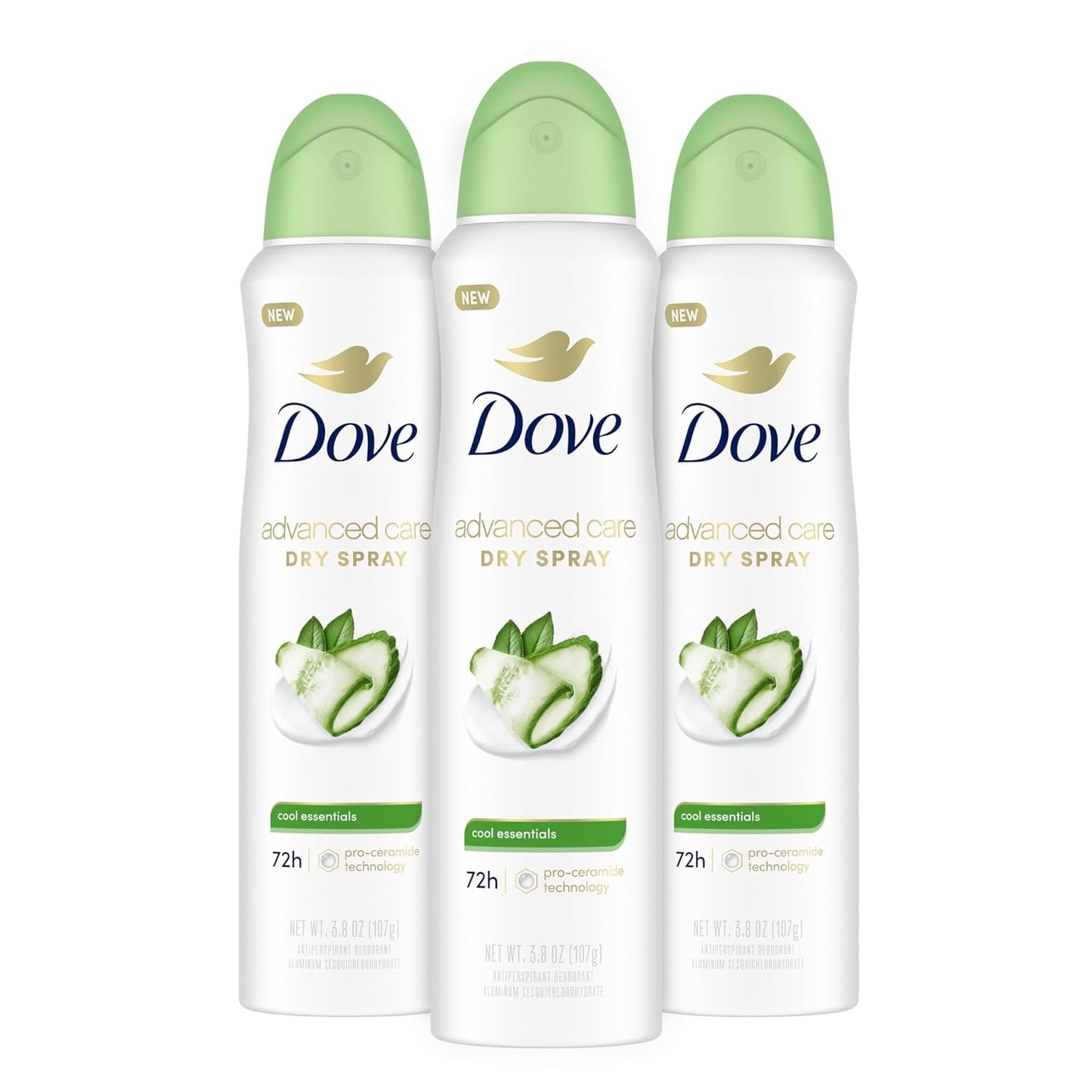 HotDove Advanced Care Antiperspirant Deodorant Dry Spray Cool Essentials 3 Count for Helping Your Skin Barrier Repair After Shaving with Pro Ceramide Technology 3.8 oz