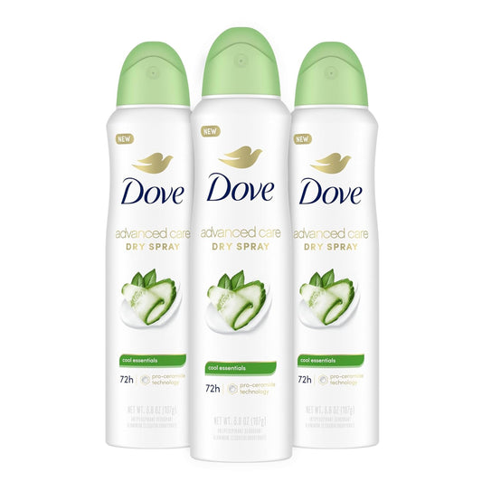 HotDove Advanced Care Antiperspirant Deodorant Dry Spray Cool Essentials 3 Count for Helping Your Skin Barrier Repair After Shaving with Pro Ceramide Technology 3.8 oz