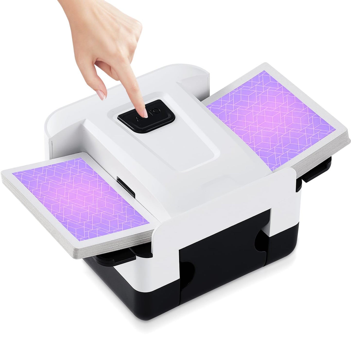 HotFEIERYA Automatic Card Shuffler 2/1/4/6 Deck,Battery-Operated Electric UNO Poker Shuffler,Playing Card Shuffler for Home Card Game,Travel