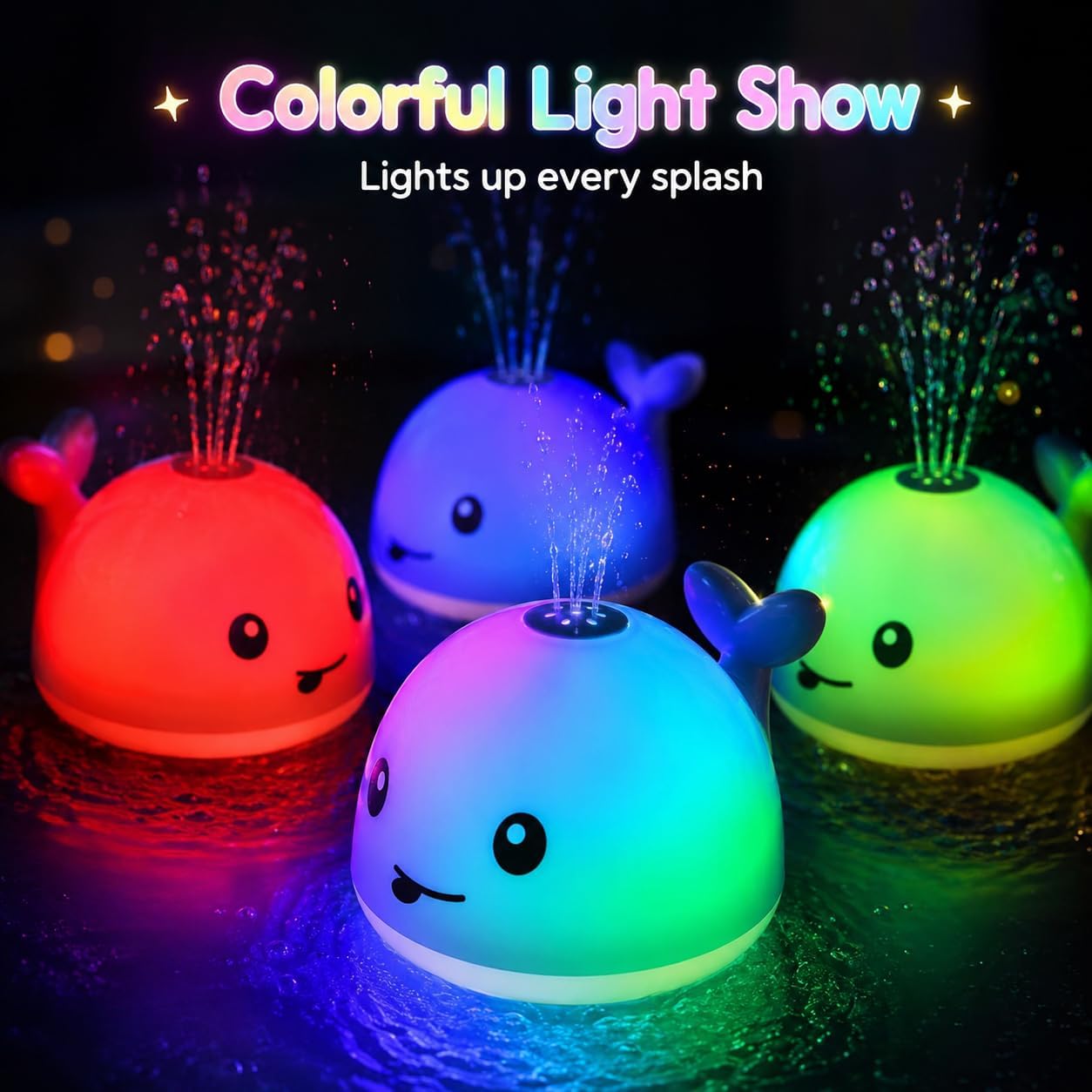 HotGigilli Bath Toys for Kids, Baby Bath Toys, Pool Water Toys for Toddlers, Babies Boy Girl Gifts, Light Up Whale Bath Toy Sprinkler, Birthday Bathtub Fountain Toy