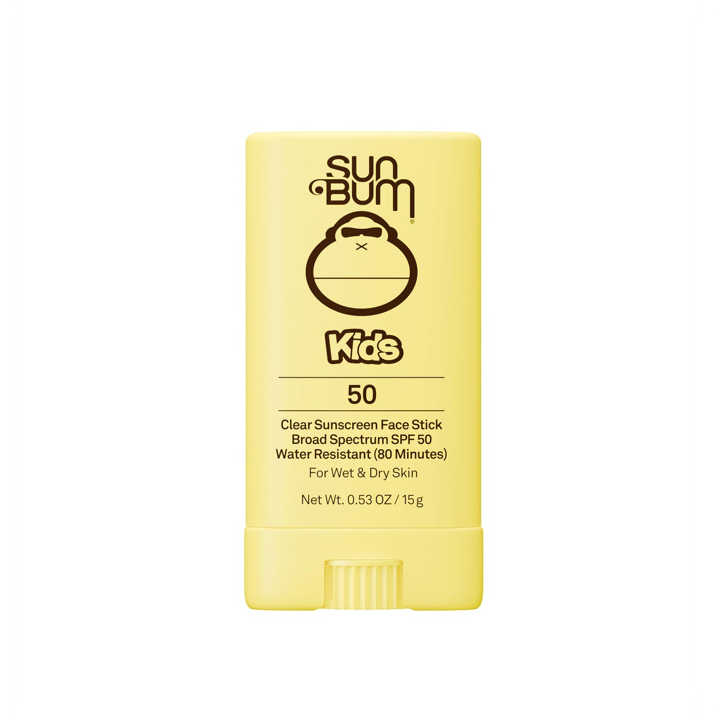 HotSun Bum Kids SPF 50 Clear Face Stick Sunscreen - Wet or Dry Skin Application Broad Spectrum Sunscreen with Vitamin E - Hawaii Act 104 Compliant (Without Octinoxate & Oxybenzone) - Travel Size 0.53 oz