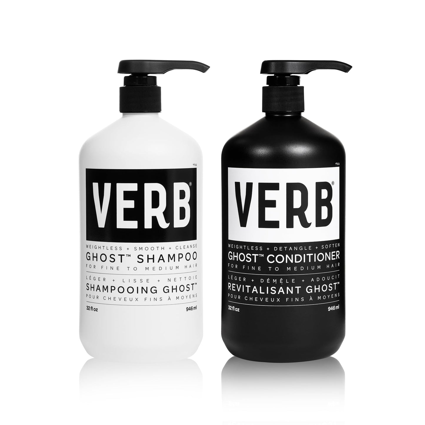 HotVERB Ghost Shampoo & Conditioner Duo Set - Infused with Moringa Oil - Cleanses + Moisturizes Fine and Weighed Down Hair - Vegan, No Parabens or Harmful Sulfate