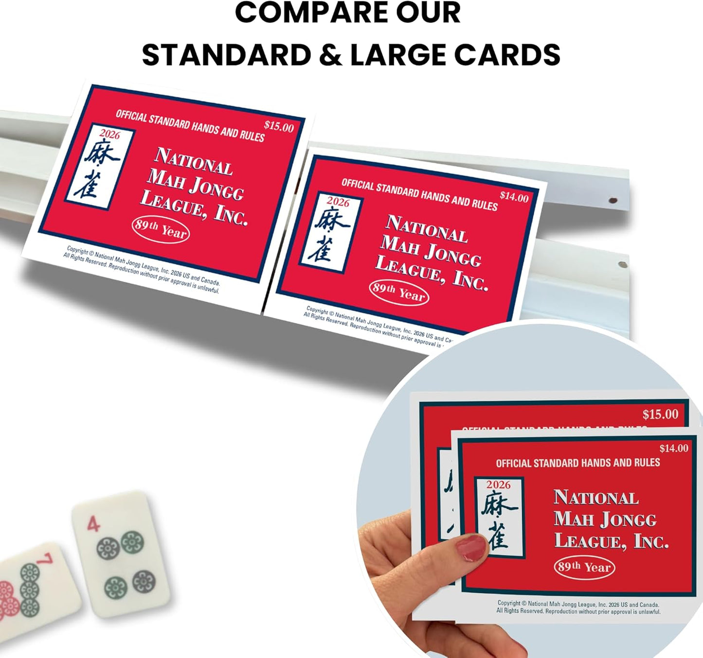 HotNational Mah Jongg League 2026 Mahjong Large Size Cards Four-Pack Bundle - Official Hands and Rules for American Mahjong (Four Large-Size Cards)