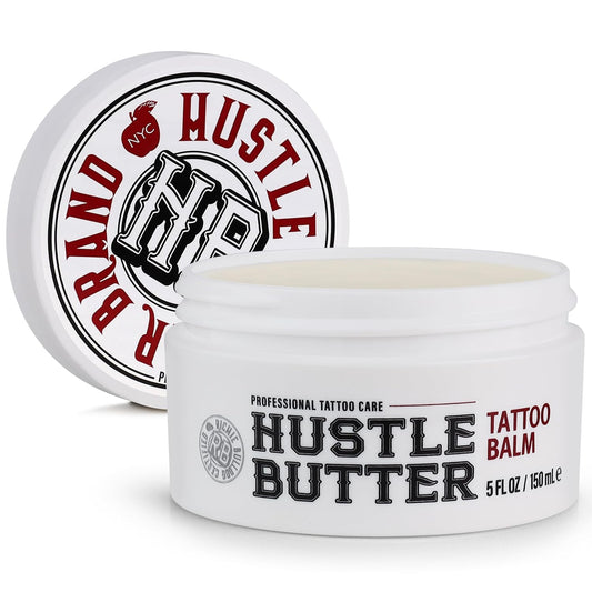 HotHustle Butter Tattoo Aftercare 5oz Tattoo Balm, Heals + Protects New Tattoos and Rejuvenates Older Tattoos - 100% Vegan Cream No-Petroleum
