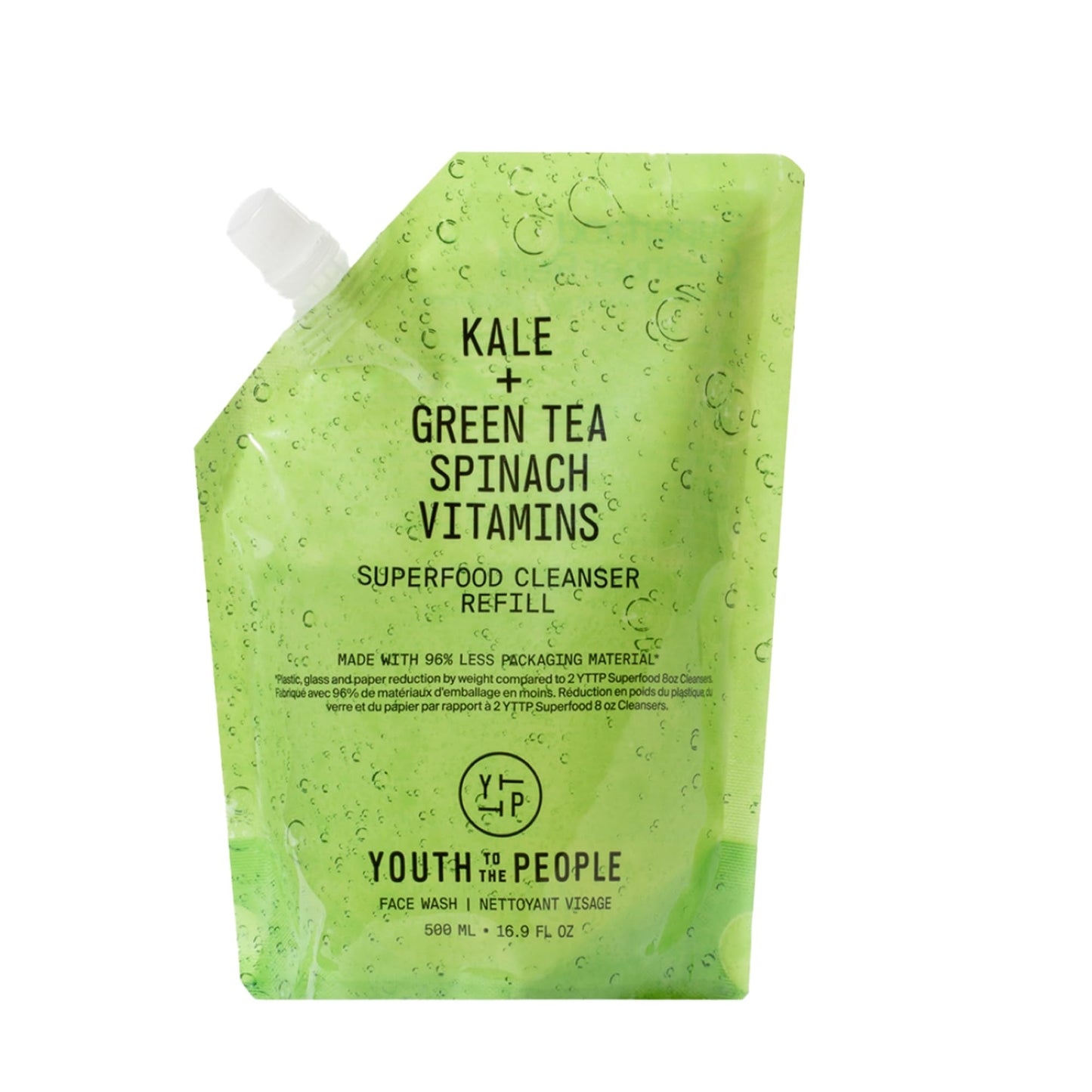 HotYouth To The People Superfood Facial Cleanser - Kale + Green Tea Daily Face Wash, Gently Removes Makeup, SPF, and Oils, Soothing Antioxidants for Glowing Skin, pH Balance, Clean Pores, Refillable