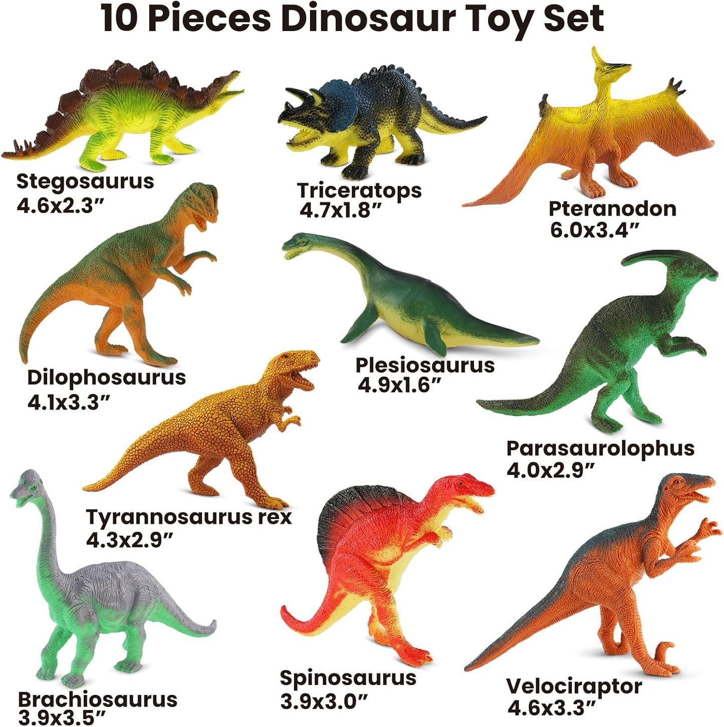 Hot Zippytots Dinosaur Toys for Kids 3-5, 10 PCS Realistic Plastic Dinosaur Figure Toy Set Including T-Rex, Stegosaurus, Spinosaurus, Ideal Gift for Toddle