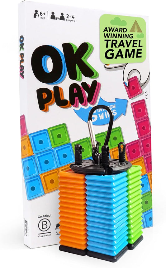HotBig Potato Games OK Play Waterproof Travel Tile Game for Kids and Adults | Get 5 in a Row to Win, Learn in 10 Seconds, Waterproof Game, Clips to Your Bag, 2-4 Players, Pool and Beach Fun