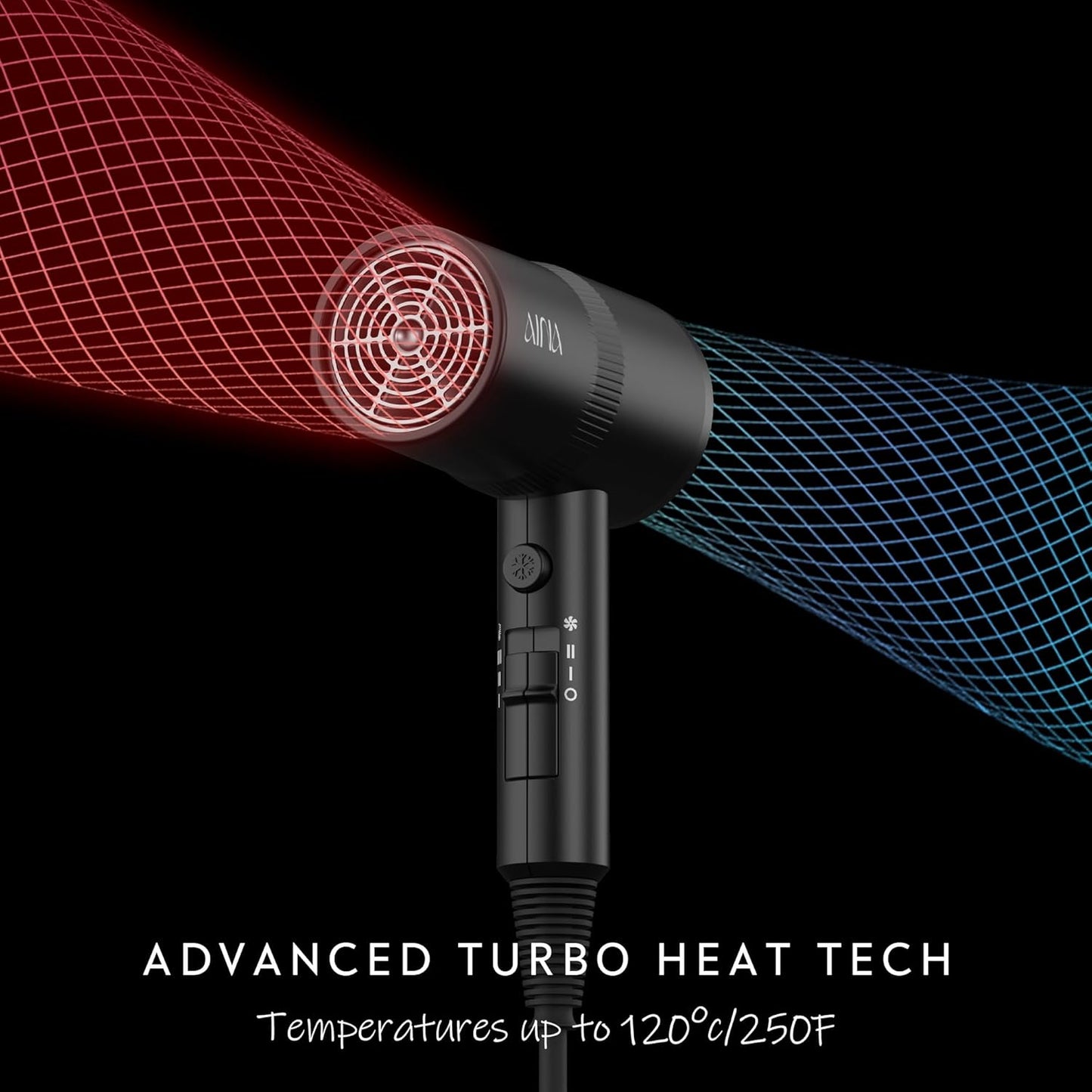 HotAINA Diffuser Hair Dryer Full-Featured Blow Dryer 110V/1600W(Vader Black) | 3 Heat/2 Speed|Cold shut button|Lightweight|Compact Size|High Temp|Low Airflow|Same Results|Less Expense
