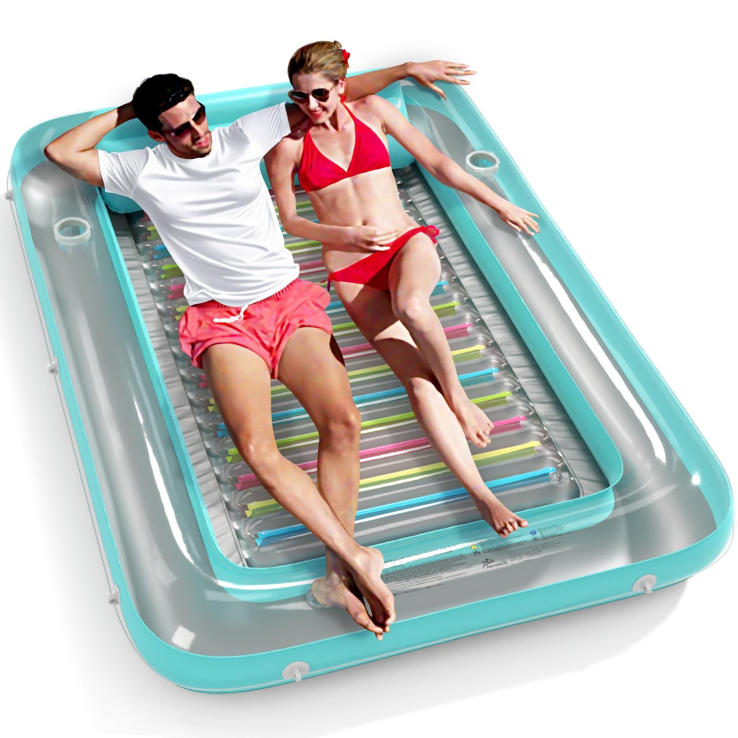 Hot Inflatable Tanning Pool Lounger Float - Jasonwell 4 in 1 Sun Tan Tub Sunbathing Pool Lounge Raft Floatie Toys Water Filled Tanning Bed Mat Pad for Adult Blow Up Kiddie Pools Kids Ball Pit (Rose,L)