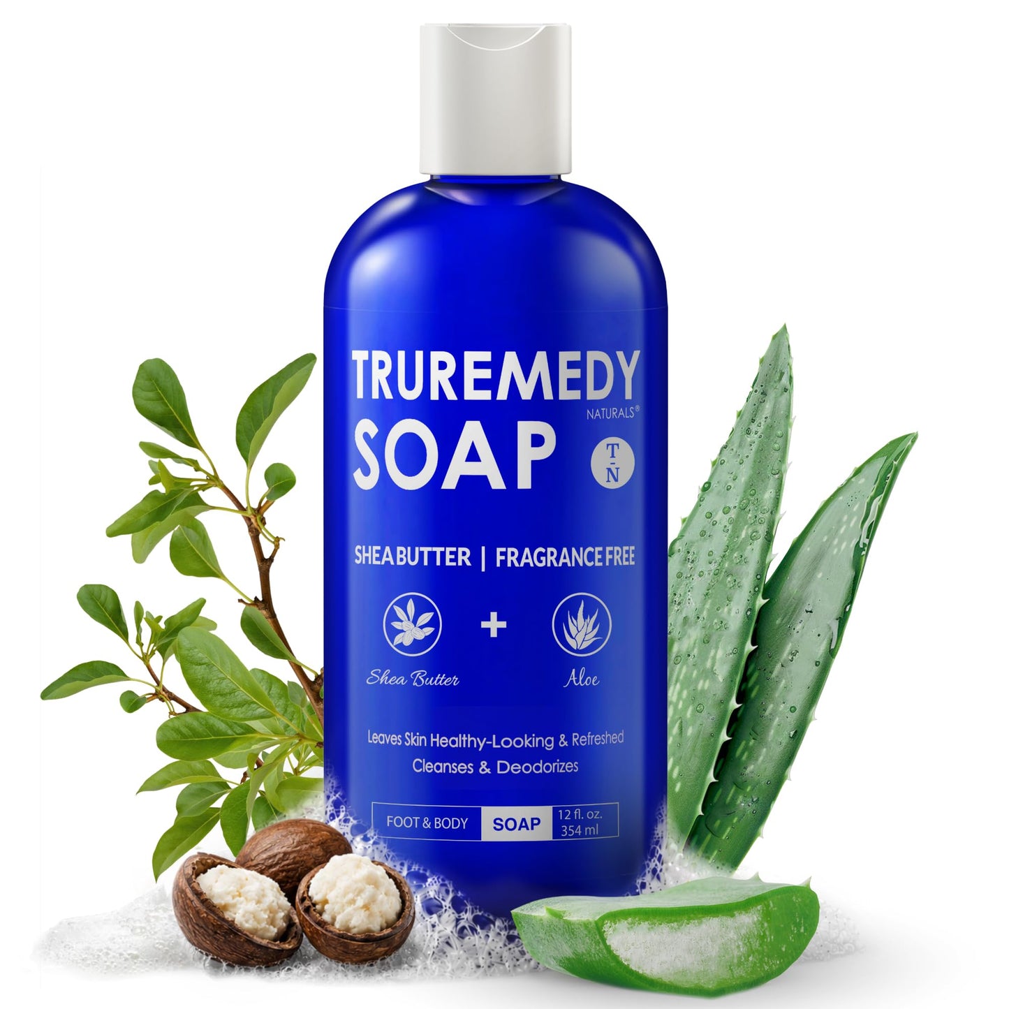 HotTruremedy Naturals 12 oz Tea Tree Oil Body Wash - Invigorating Tea Tree Soap with Peppermint, Aloe, Eucalyptus, Coconut and Olive Oil - Refreshing Body Wash for Men and Women - Shower Gel Cleanser