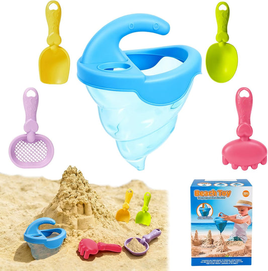 Hot YUTONG Beach Toys for Kids, 5Pcs Sand Spilling Funnel,Set with Shovel Rake Siftersand Spoon,Outdoor Sandbox Toys for Toddlers Age 3+, Pool, Backyard and Summer Beach Activitie