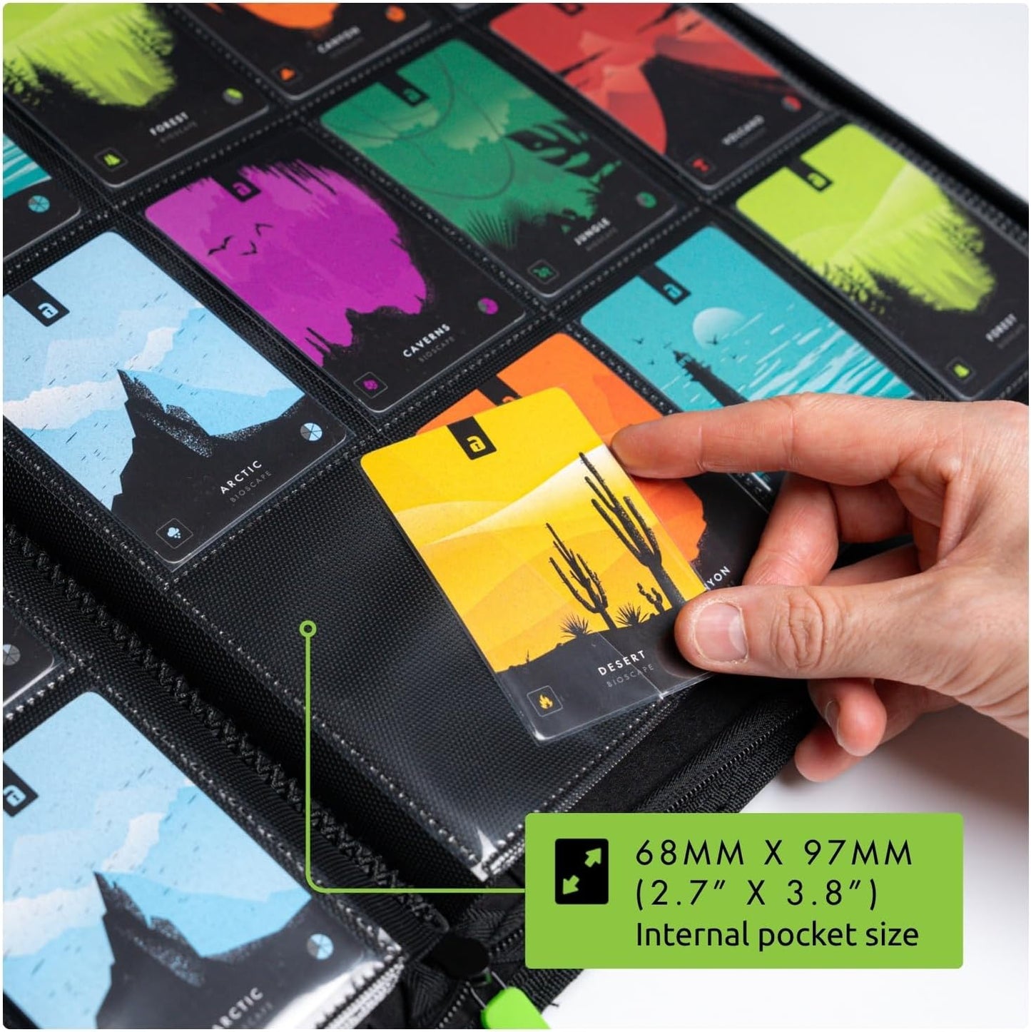 Hot Vault X 12 Pocket Zip Trading Card Binder 480 Cards Exo-Tec (Black) | Holds 480 standard-size TCG cards in 20 side-loading 12-pocket pages. Padded, water-resistant Exo-Tec cover.