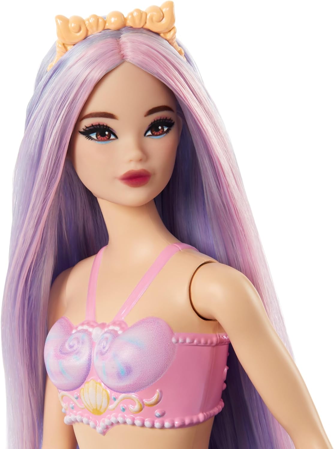 Hot Barbie Mermaid Doll with Pink & Lilac Fantasy Hair & Headband Accessory, Toy with Shell-Inspired Bodice & Lavender Tail