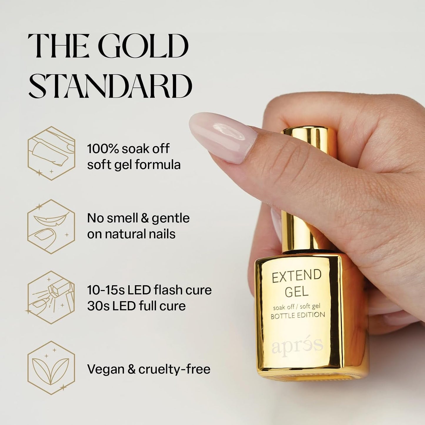 HotAprés Extend Gel Gold Bottle Edition - Gel-X Tips Adhesive (15 ml)