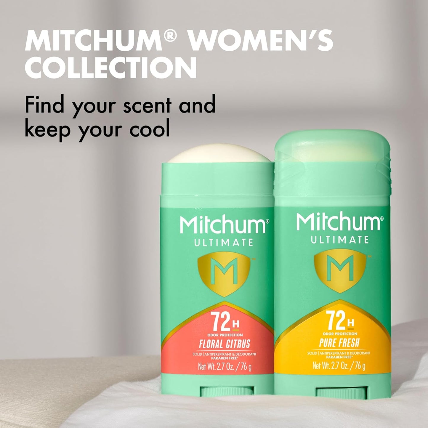 HotMitchum Ultimate 72HR Odor Protection Women’s Antiperspirant & Deodorant, Long-Lasting Freshness, Invisible Solid, No White Residue Left on Skin, Pure Fresh, 2 pack
