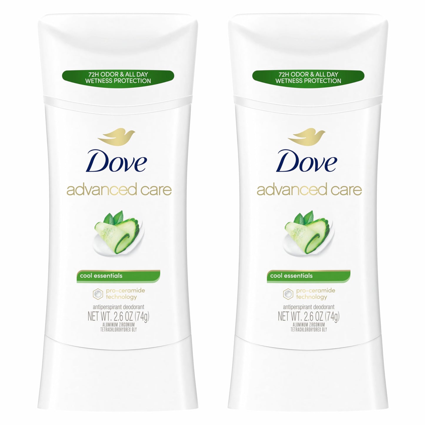 HotDove Advanced Care Antiperspirant Deodorant Stick Cool Essentials 4 ct for helping your skin barrier repair after shaving 72 hour odor control and sweat protection with Pro Ceramide Technology 2.6 oz