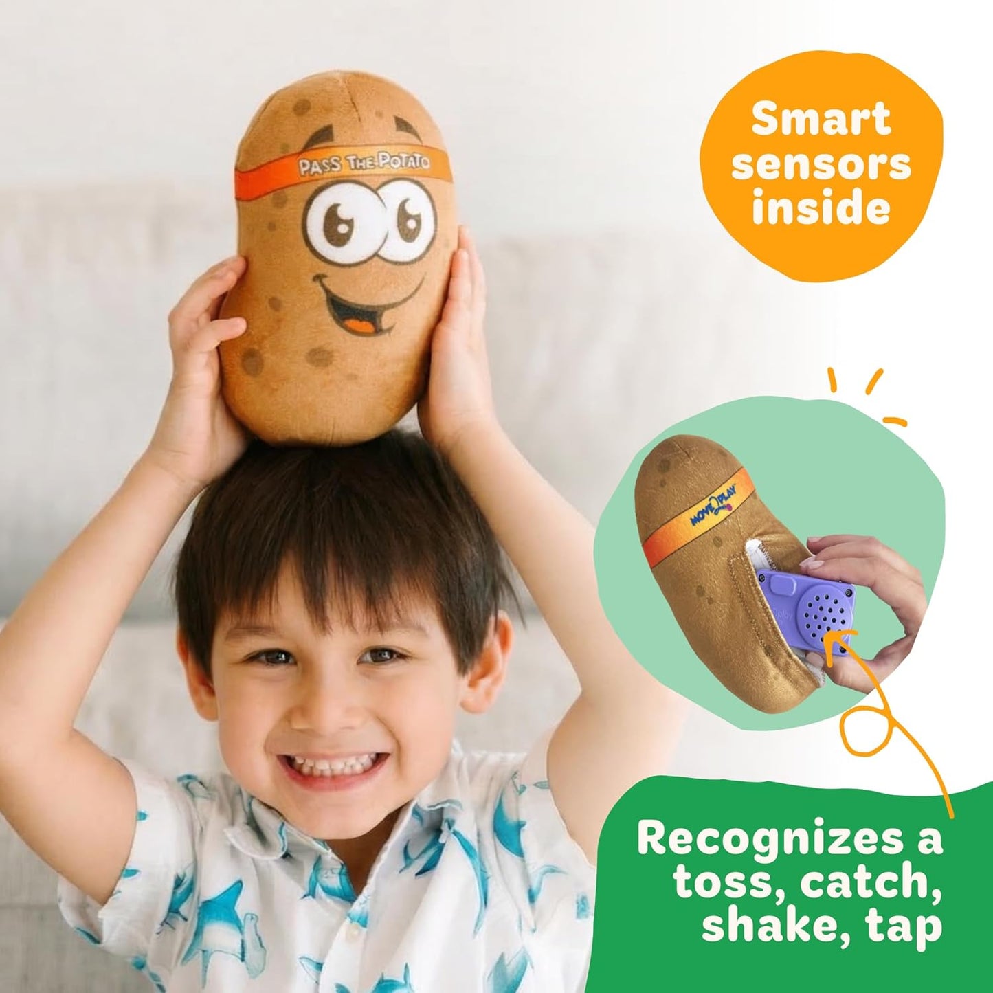 HotMove2Play, Pass The Potato | Hilariously Wild & Fun | Active Family Game for Kids Ages 3-8+ | Indoor Outdoor Toss Game | Party Games for Boys & Girls | Camping Travel Fun