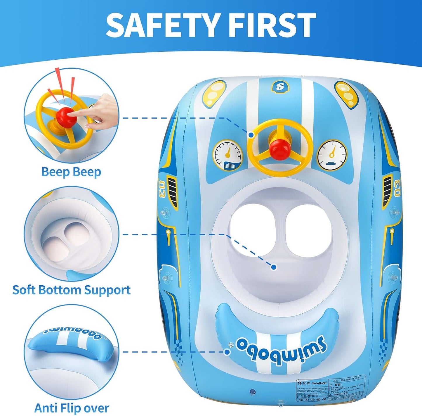 Hot Swimbobo Toddler Pool Float with Seat Boat Inflatable Ride-on Airplane Baby Floatie for Kids Outdoor Toy