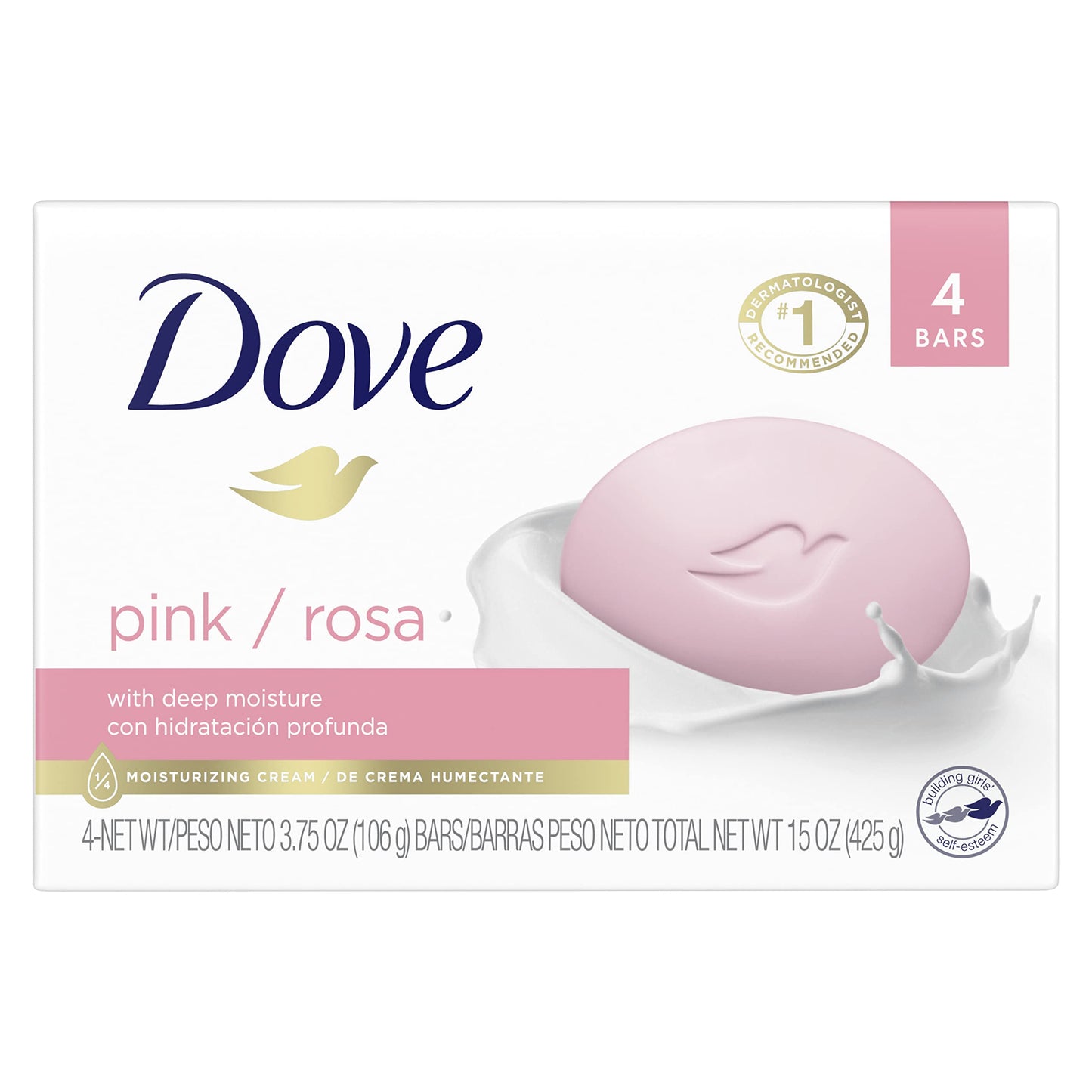 HotDove Pink Rosa Beauty Bar Soap 8 Count, Moisturizing Cleanser, 3.75 oz I Moisturizing beauty bar for soft, smooth skin with a delicate floral scent