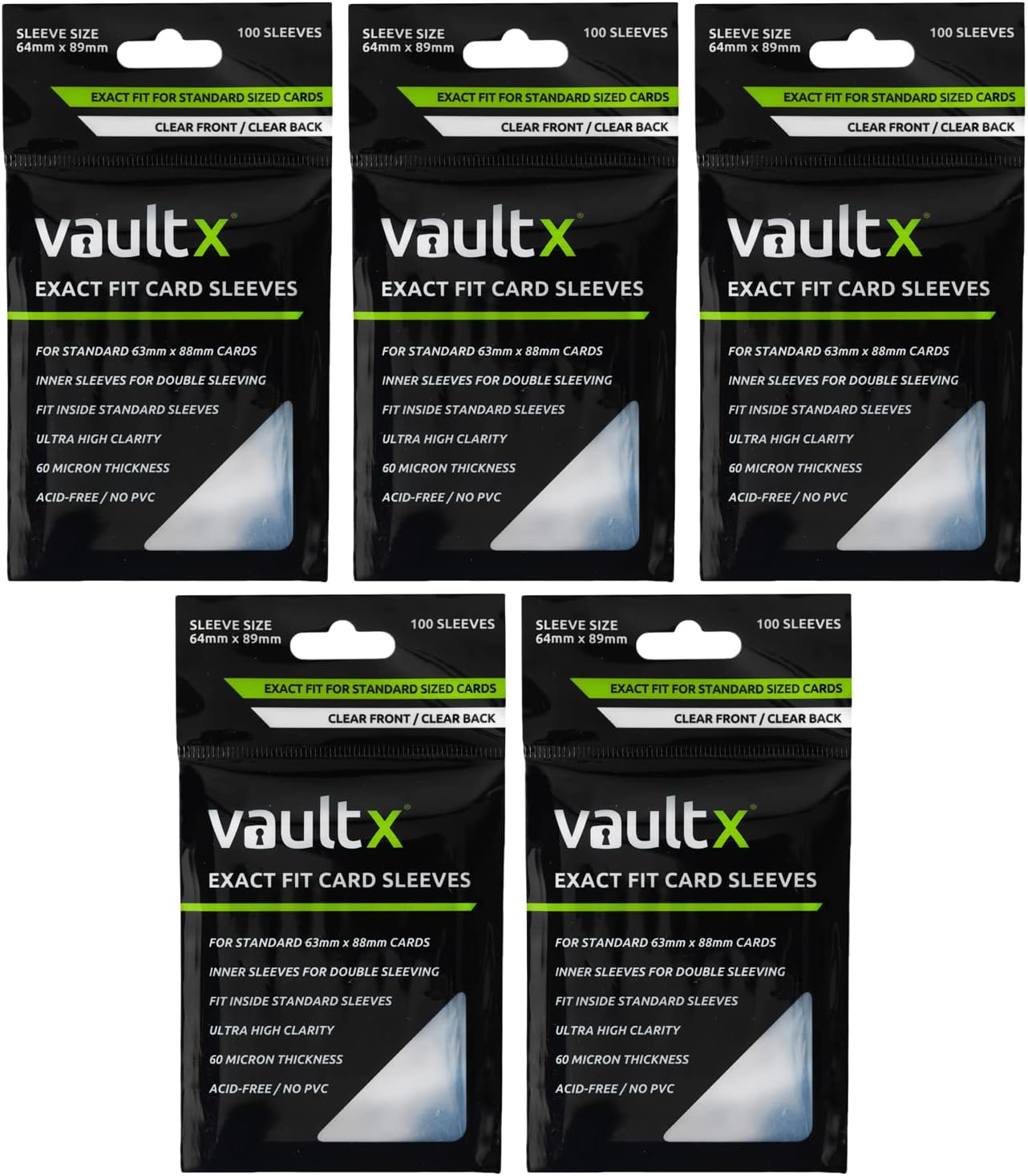 Hot Vault X Exact Fit Sleeves (500 Pack) Perfect Inner Sleeves for Trading Cards, Clear