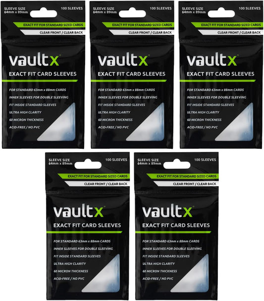 Hot Vault X Exact Fit Sleeves (500 Pack) Perfect Inner Sleeves for Trading Cards, Clear