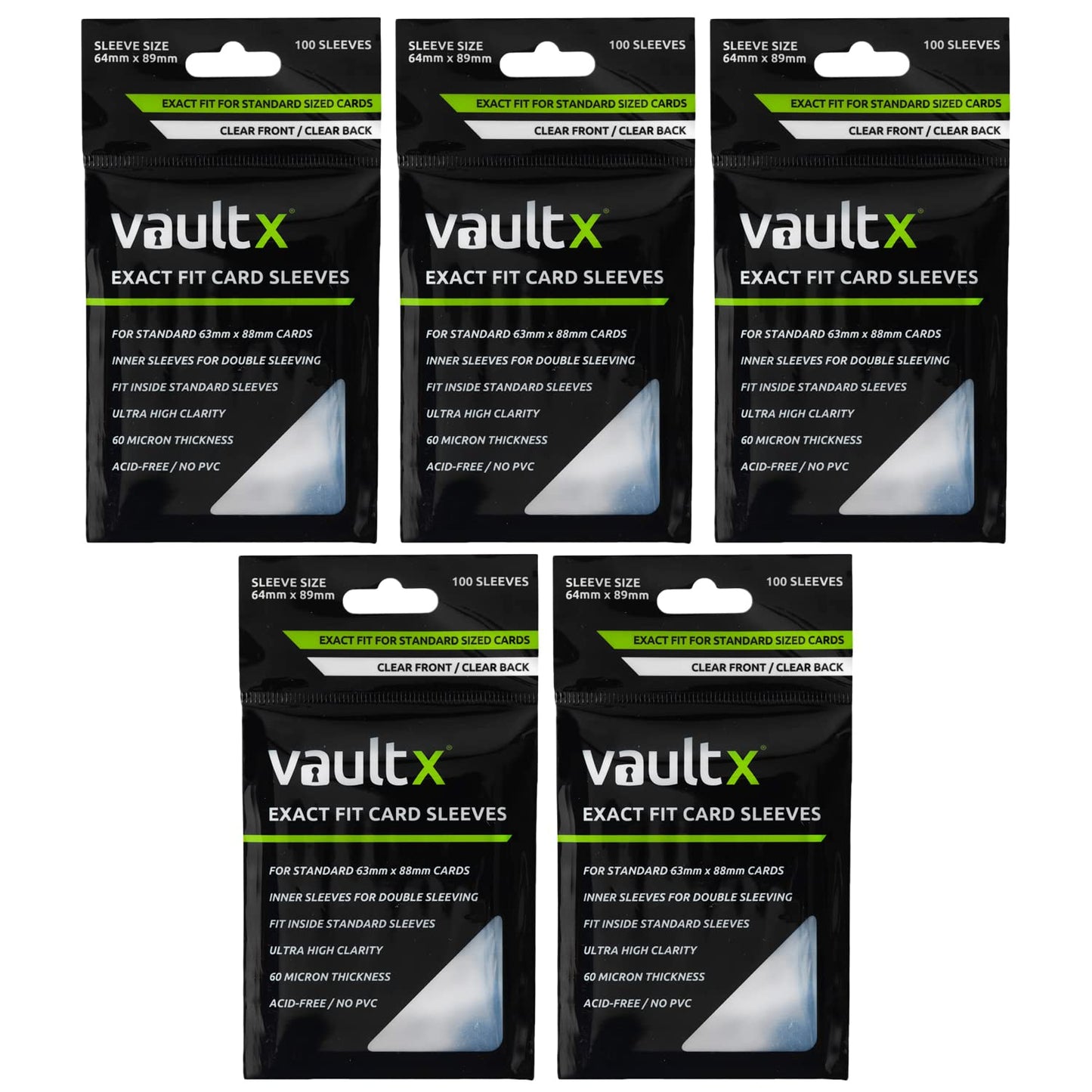 Hot Vault X Exact Fit Sleeves (500 Pack) Perfect Inner Sleeves for Trading Cards, Clear
