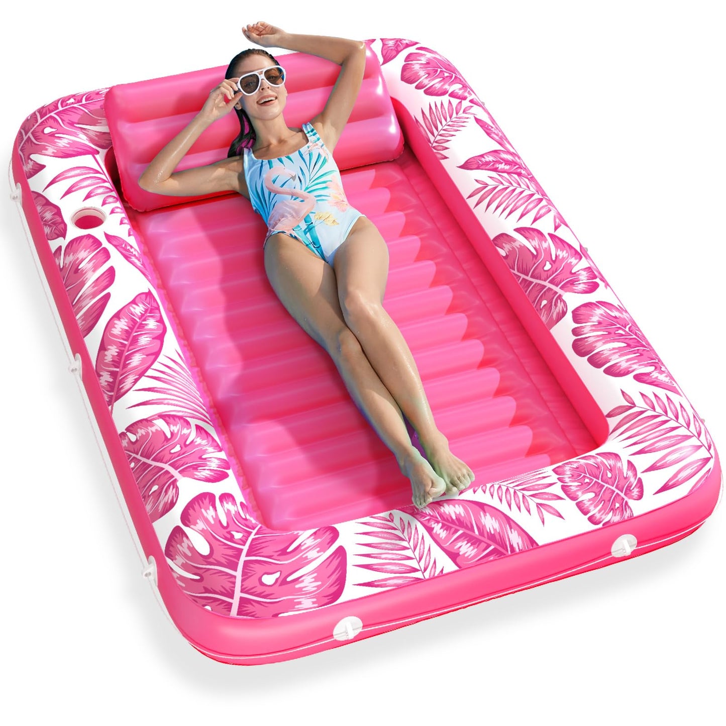 HotInflatable Tanning Pool Lounger Float - Jasonwell 4 in 1 Sun Tan Tub Sunbathing Pool Lounge Raft Floatie Toys Water Filled Tanning Bed Mat Pad for Adult Blow Up Kiddie Pools Kids Ball Pit (MG,L)