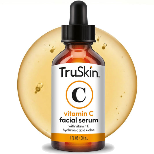HotTruSkin Vitamin C Serum for Face - Anti Aging Face Serum with Hyaluronic Acid & Vitamin E - Brightening Formula for Improving Appearance of Dark Spots, Fine Lines & Wrinkles - All Skin Types, 1 fl oz