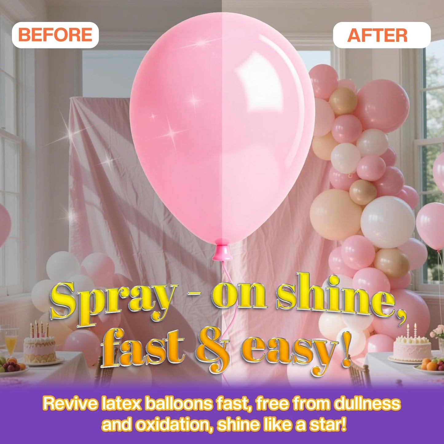 HotBalloon Shine Spray for Party : 15 oz Balloons Spray Silicone for Father's Day Halloween Birthday Decorations - Long Lasting Instant High Shine Waterproof for Outdoor Décor