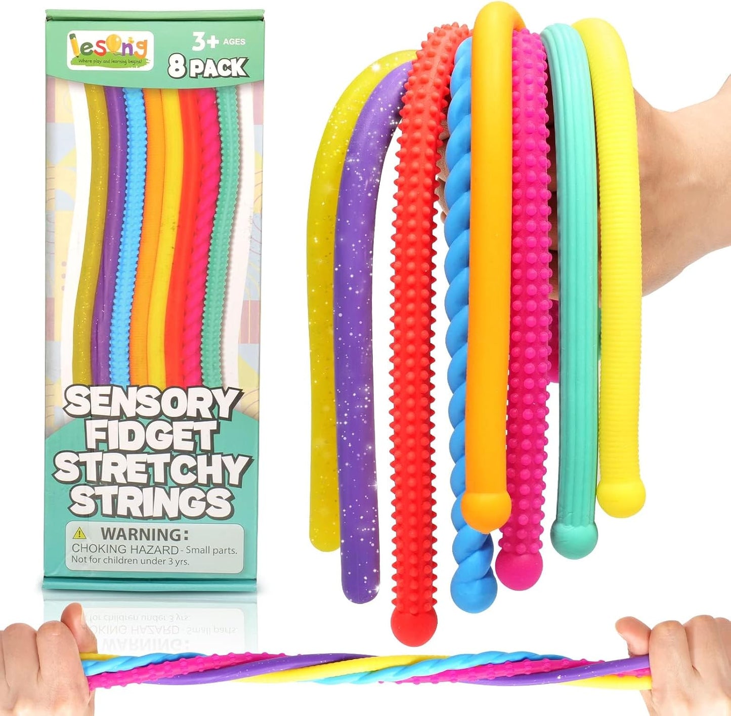 HotSensory Autism Toys for Kids - Textured Stretchy Fidget Toys for Stress - Sensory Toys Special Needs for Autistic Toddlers Boys Girls Stocking Stuffers Gifts, Treasure Prizes Classroom - 8 Pack