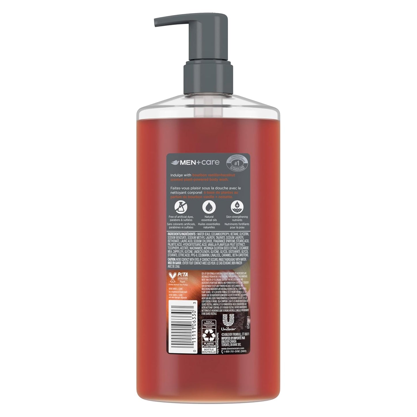 HotDOVE MEN Moisturizing Body Wash for Men, Bourbon Vanilla + Hazelnut, 26oz